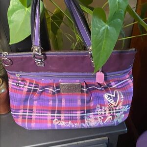 Purple Plaid Poppy Tote Or Shoulder Bag